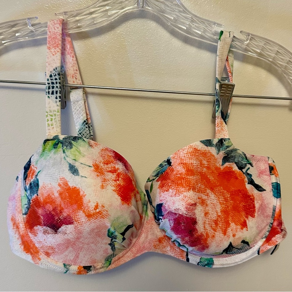 Rodial Floral Bikini Top in Orange and Pink